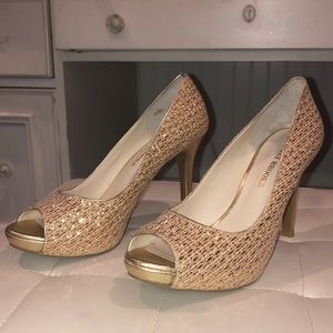 Gold sequin heels